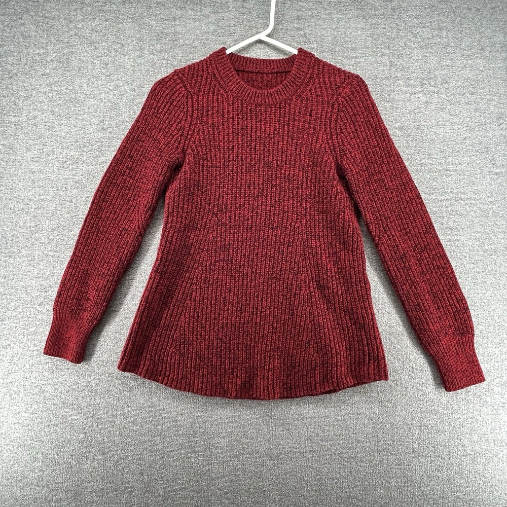 Athleta Sierra Crew Neck Sweater Women Sz Small Red Black Winter Casual Holiday